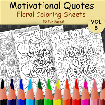 Preview of Inspiring Quotes Coloring Pages | Floral Coloring Pages for Self-acceptance