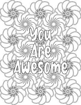 Inspiring Quotes Coloring Pages | Floral Coloring Pages for Self-acceptance