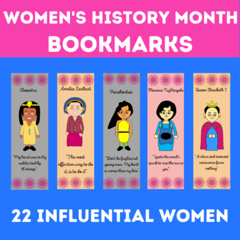 Preview of Inspiring Quotes From 22 Female Icons Bookmarks, Women's History Month Bookmarks