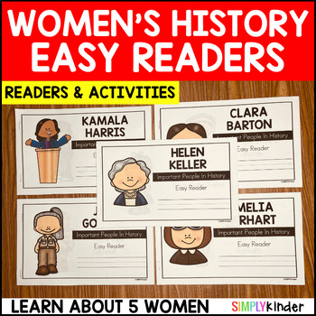 Preview of Women's History Month Kindergarten Readers Activities, International Women's Day