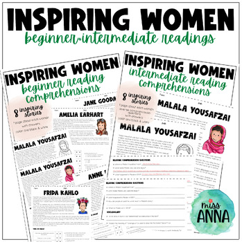 Preview of Inspiring women - BUNDLE - READING PASSAGES FOR MIXED-ABILITY CLASSROOMS