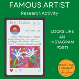 Instagram Artist Bio/ Famous Artist Research Project/ Art 