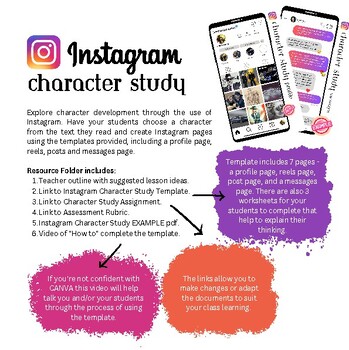 Preview of Instagram Character Study Digital Template