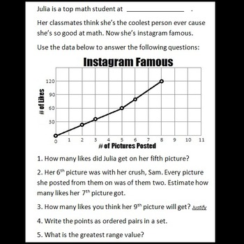 Preview of Instagram Famous! (Tables, Mapping, Graphing)