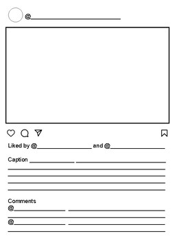 Preview of Instagram IG Post Template Worksheet