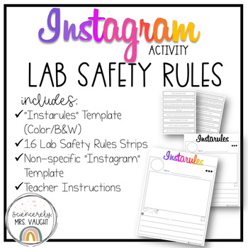 Preview of Instagram Lab Safety Rules Activity / Back to School / Science Lab