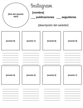 Preview of Instagram Novel Project Template: Spanish
