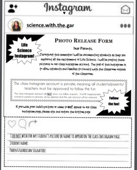 Preview of Instagram Parent Consent EDITABLE