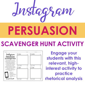 Preview of Instagram Persuasion Scavenger Hunt Activity - Practice Rhetorical Analysis
