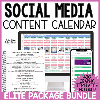 Preview of Instagram Social Media Content Calendar Planner ELITE PACKAGE TPT Seller Bundle