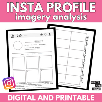 Preview of Instagram Social Media Profile Imagery Analysis - Digital or Printable Activity