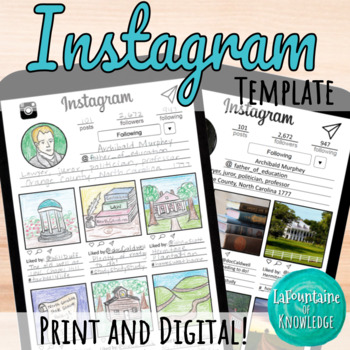 Preview of Instagram Template for Biography and Character Study Project Print & Digital