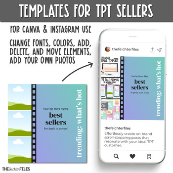 Instagram Templates for TPT Sellers for Canva Engagement Gradient BUNDLE