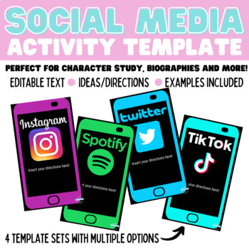 Preview of Instagram/Tiktok/Spotify/Twitter Activity Template - Character Study Activity