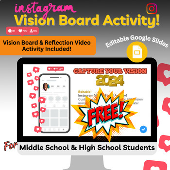 Preview of Instagram Vision Board Activity | New Year Activity | Middle & High School