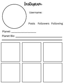 Preview of Planet Instagram Worksheet