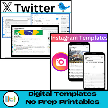 Preview of UPDATED Instagram and Twitter Template PowerPoint and Google Slide Pack