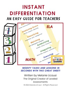 Preview of Standards Based Grading Instant Differentiation GUIDE - Easy Intervention K-8