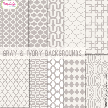Preview of Instant Download - 12"X12" Gray & Ivory Digital Paper Backgrounds