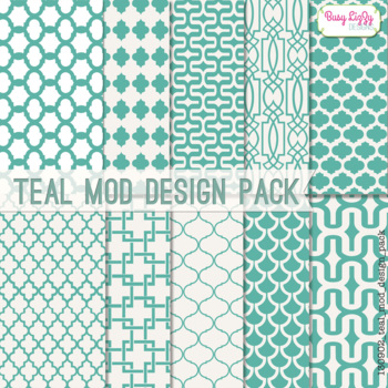 Preview of Instant Download - 12"X12" Teal & Ivory Digital Paper Backgrounds