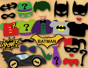 Instant Download Batman Photo Booth Props, Superhero Batman Party Printable  0399