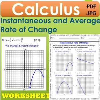 Preview of Instantaneous and Average Rate of Change - Calculus -