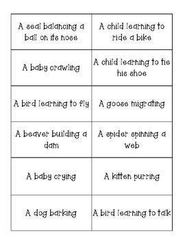 Instinct vs. Learned Behaviors Science Sorting Center and Recording Sheet