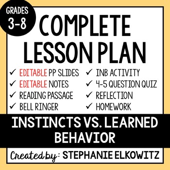 Preview of Instincts vs. Learned Behaviors Lesson | Printable & Digital
