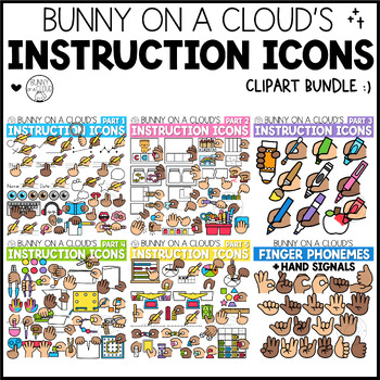 Preview of Instruction Icons Visual Directions Clipart Bundle by Bunny On A Cloud