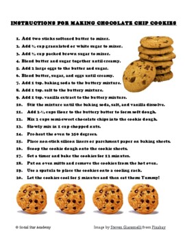 Preview of Instruction Sheet for Baking Cookies