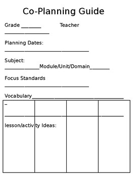 Preview of Instructional Coach Co-Teaching and Co-Planning Pages