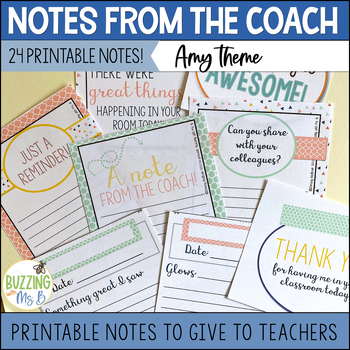 Preview of Instructional Coach Notes: Printable Notes to Give to Teachers, Amy Style