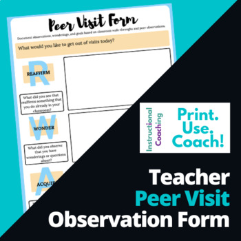 Preview of Instructional Coach Peer Visit Form For Teacher Observations