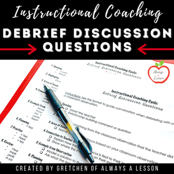 Preview of Instructional Coach Observation Debrief Guide for Observations[Editable]