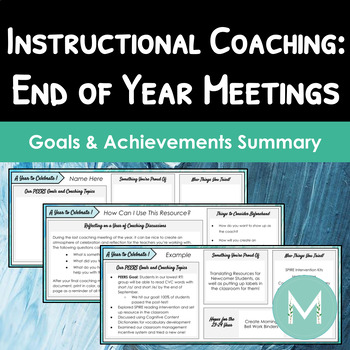 Preview of Instructional Coaching: End of Year Summary Template - Reflection & Goals