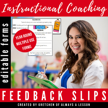 Preview of Instructional Coaching Forms: Feedback Forms & Slips DIGITAL Resource EDITABLE