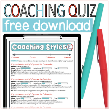 Preview of Instructional Coaching Forms | Coaching Styles Quiz FREEBIE