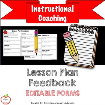 Preview of Instructional Coaching: Lesson Plan Feedback [EDITABLE]