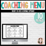 Instructional Coaching Menu | EDITABLE