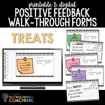 Preview of Instructional Coaching Positive Feedback Walk-through Forms Treats
