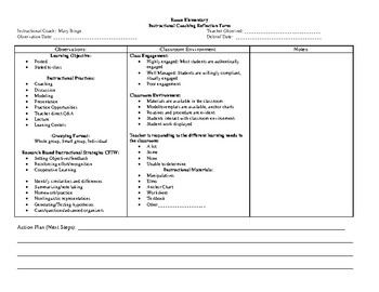 Preview of Instructional Coaching Reflection Form