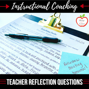Preview of Instructional Coaching: Teacher Reflection Question Prompts [EDITABLE]