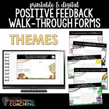 Preview of Instructional Coaching Themed Positive Feedback Walkthrough Forms (Seasonal)