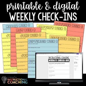 Preview of Instructional Coaching Weekly Check Ins and Reflections