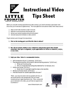 Preview of Instructional Video Tip Sheet