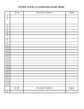 Preview of Basic Student Sign In Sheet