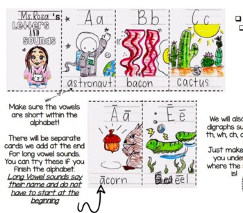 Preview of Instructions for Student Personal Letter-Sound Cards