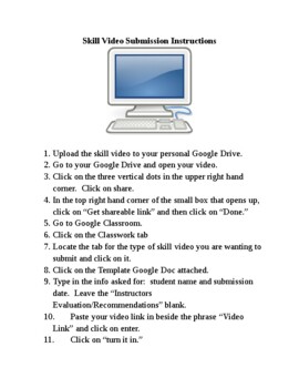 Preview of Instructions for Uploading Student Skill Videos to Google Classroom