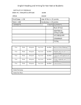 Preview of Instructor Feedback Rubric 1 - Microsoft Word