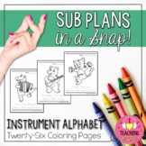 Instrument Alphabet Coloring Pages - Sub Plans in a Snap!